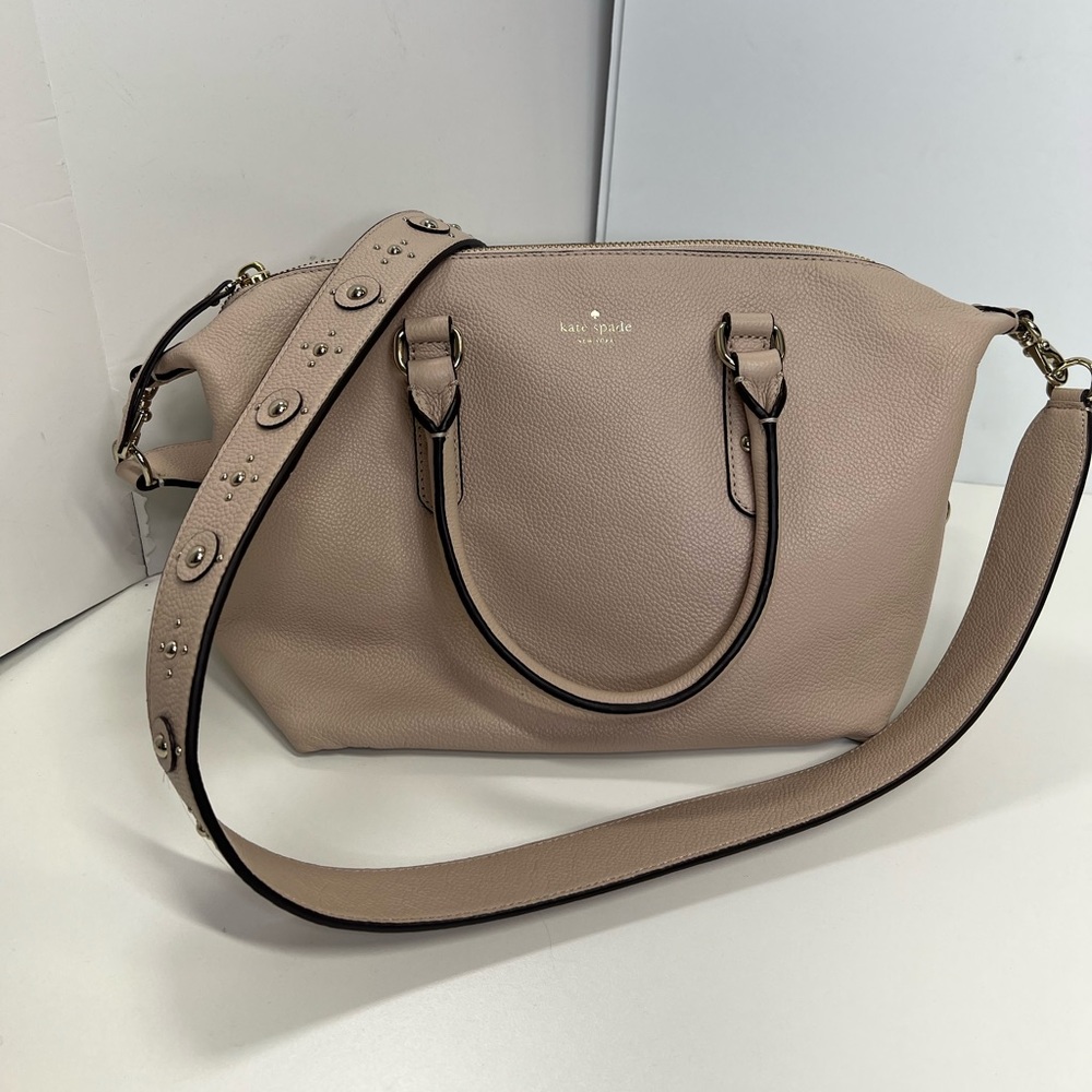 Kate Spade New York Larchmont Avenue Studded Mini Layla Satchel in Warm Beige - Picture 10 of 15